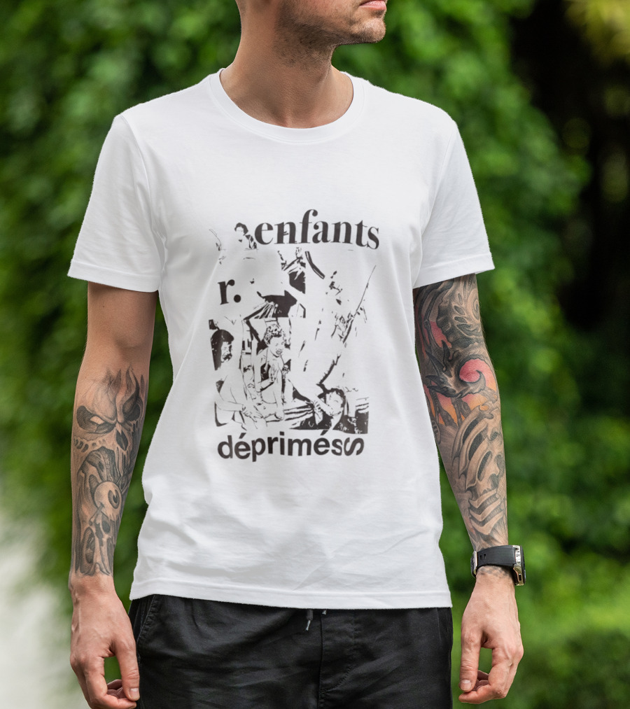 Enfants R Deprimes Monochrome Sketch Print T-Shirt
