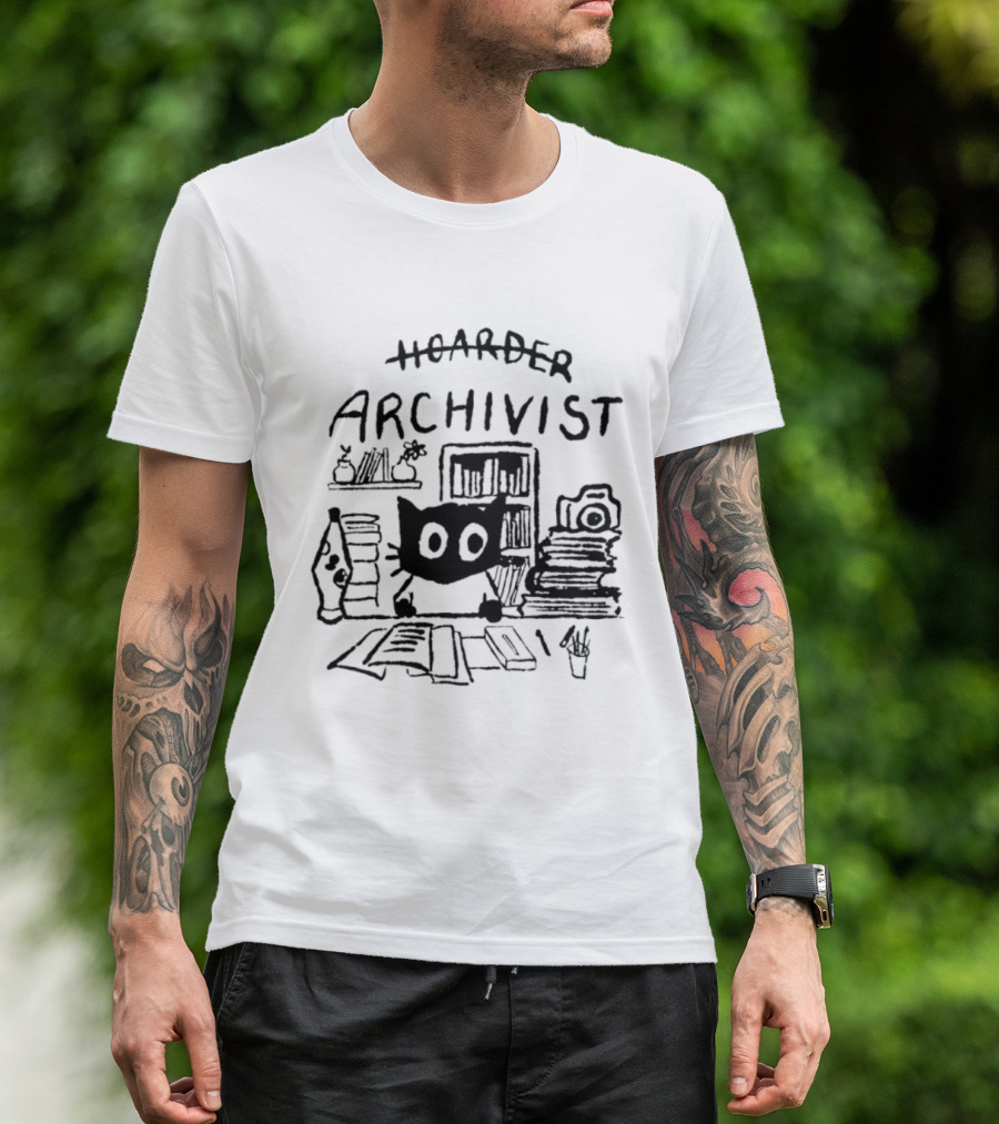 Cat Hoarder Archivist Bookworm Librarian T-Shirt