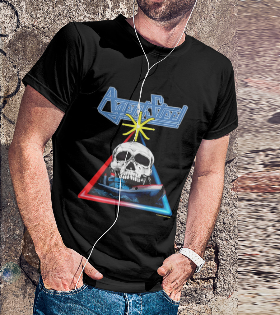 Agent Steel The Road To Atlantis Tour 1987 Skull Ship London Hamburg Two Sided T-Shirt