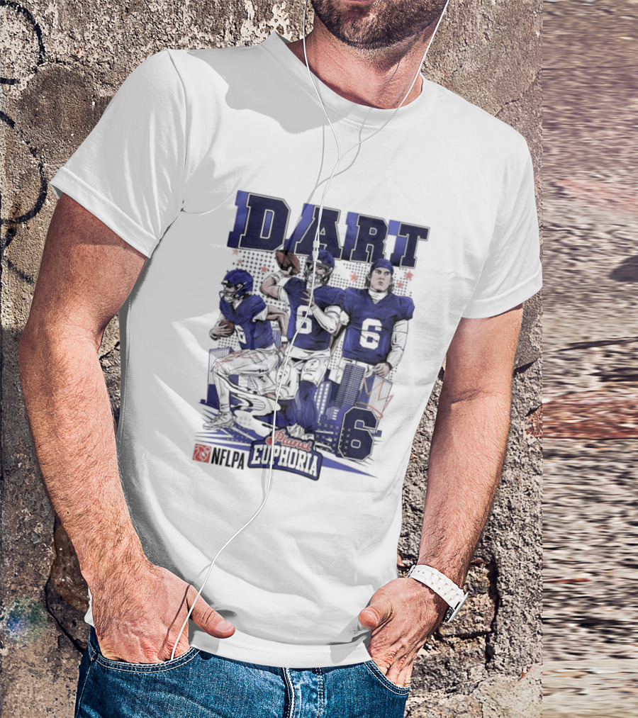 Jaxson Dart #6 New York Giants Football Comic Superpower Quarterback T-Shirt