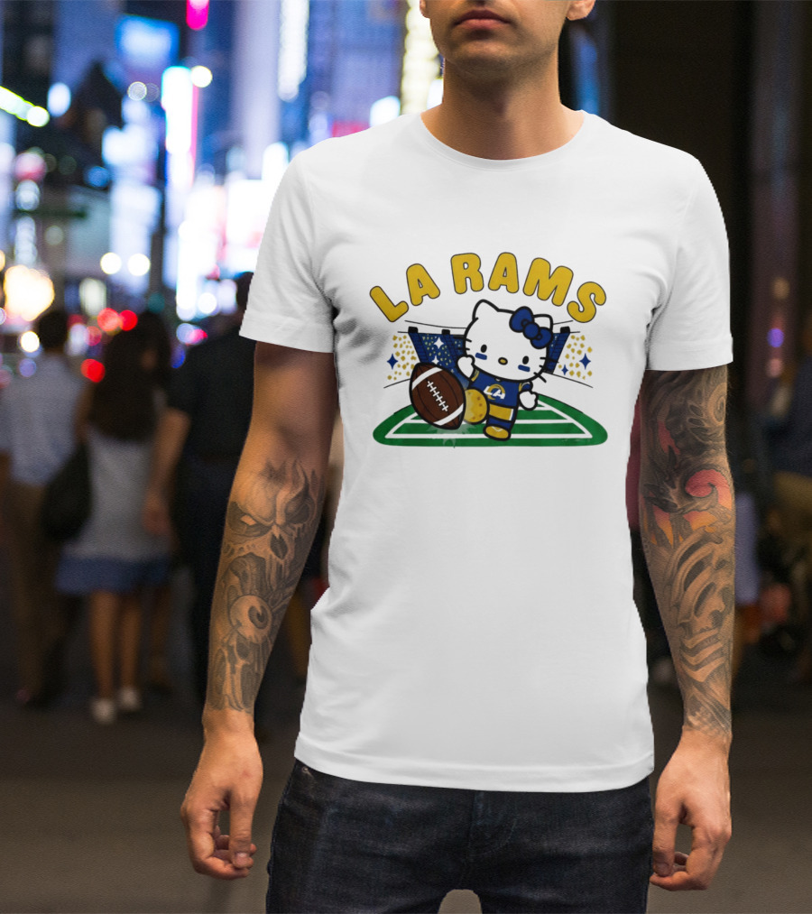 LA Rams Hello Kitty Football Kicking Stadium Scene T-Shirt