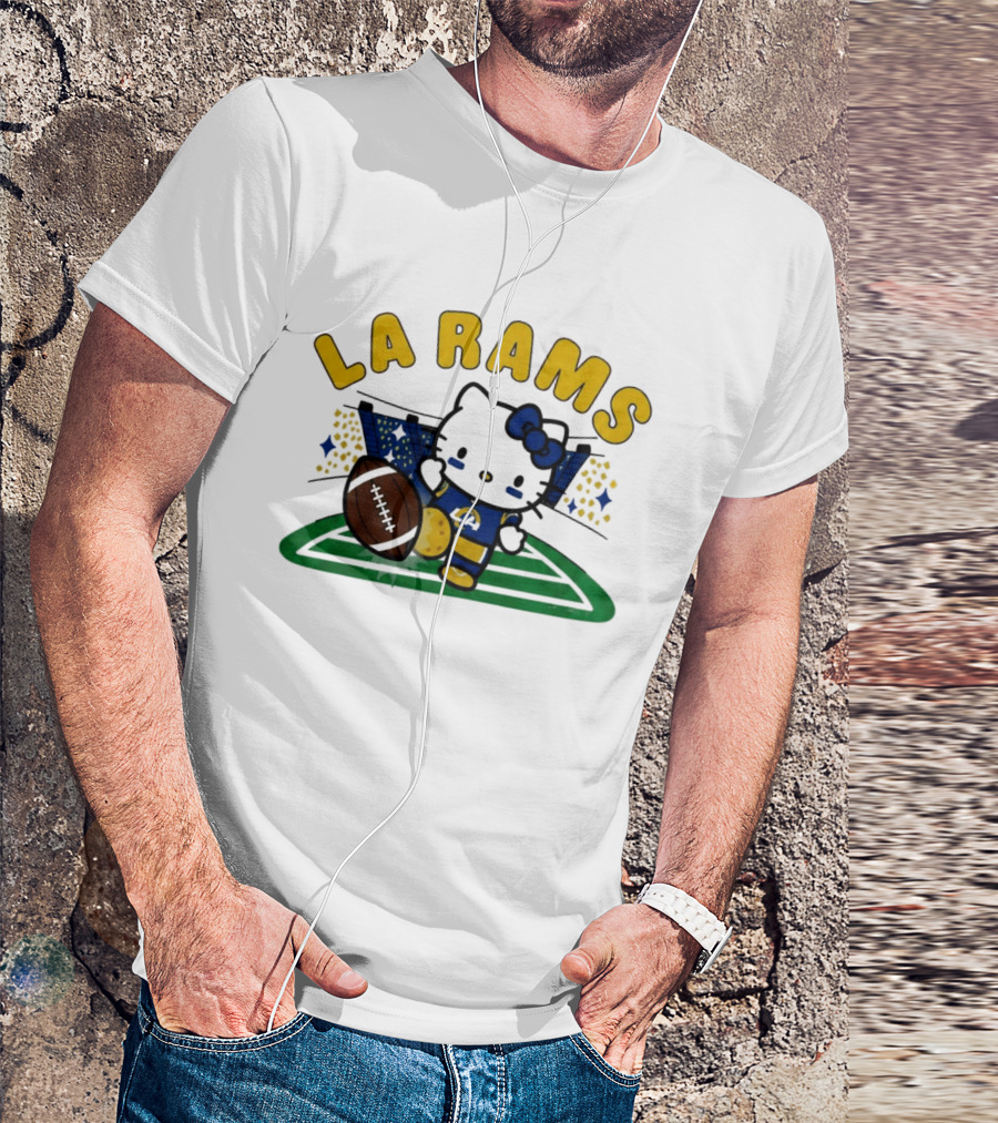 LA Rams Hello Kitty Football Kicking Stadium Scene T-Shirt