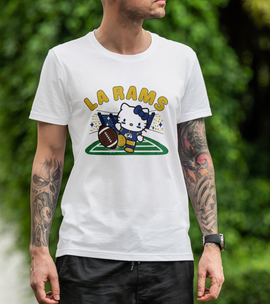 LA Rams Hello Kitty Football Kicking Stadium Scene T-Shirt