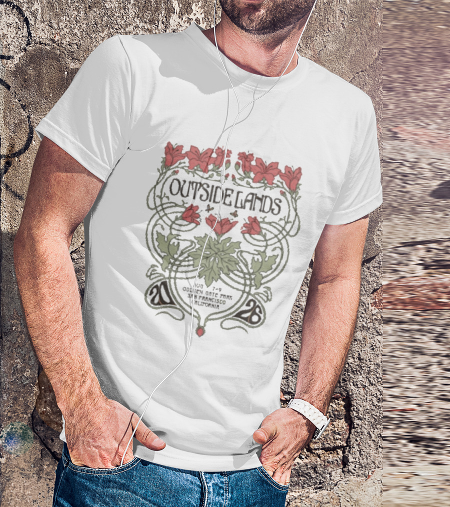Outside Lands Golden Gate Park 2026 San Francisco CA Floral Art Nouveau T-Shirt