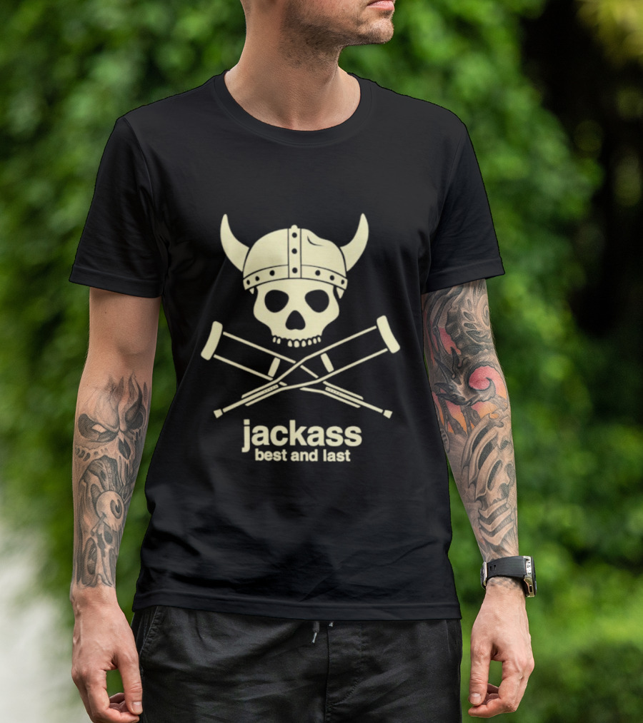 Jackass Best And Last Viking Skull With Crutches T-Shirt