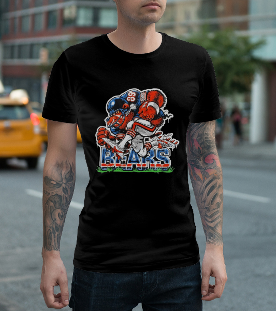 Mike Ditka 89 Chicago Bears Football Bear Fierce Cartoon Helmet T-Shirt