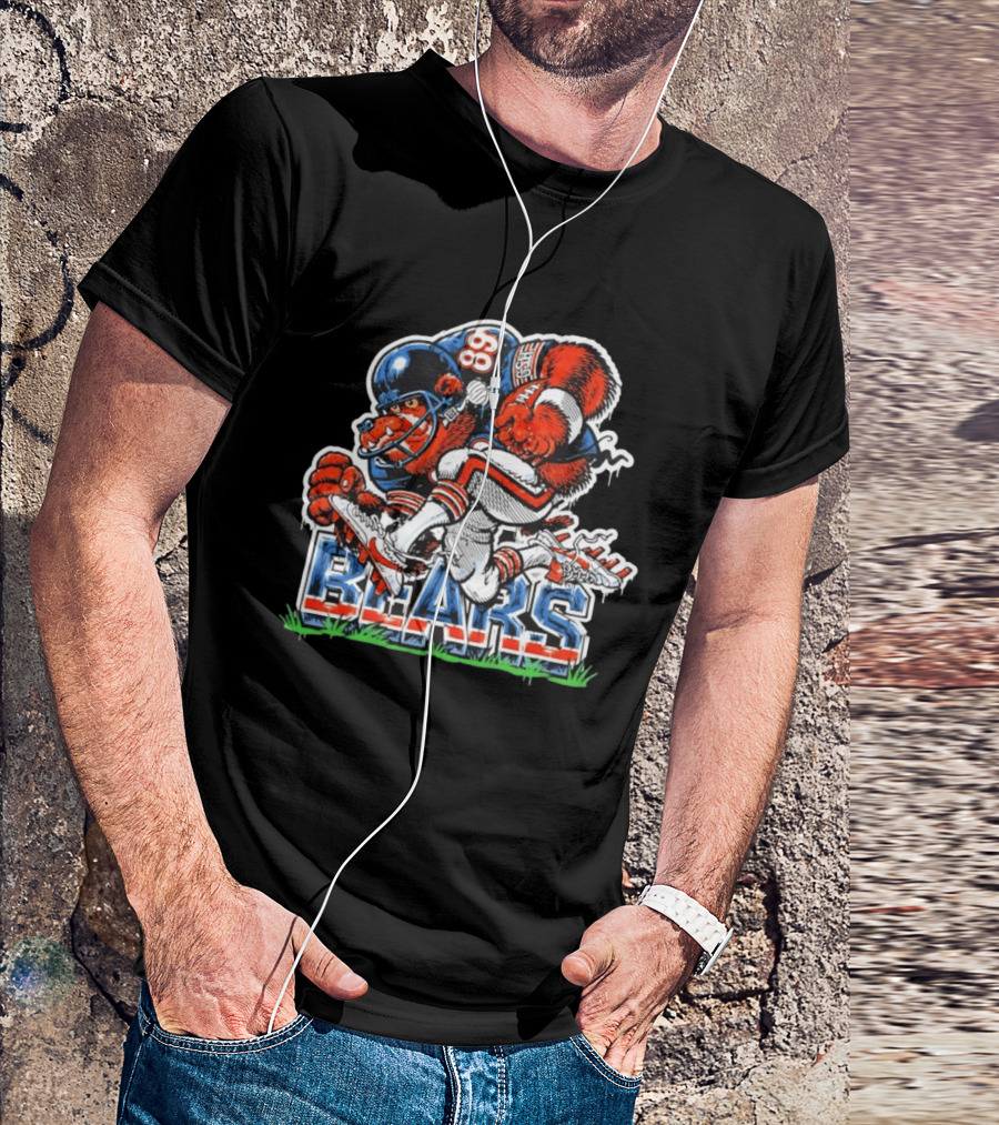 Mike Ditka 89 Chicago Bears Football Bear Fierce Cartoon Helmet T-Shirt