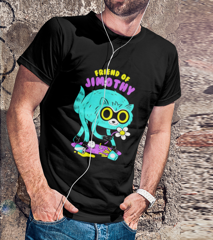 Friend Of Jimothy Raccoon Holding Flower Cute Cartoon T-Shirt