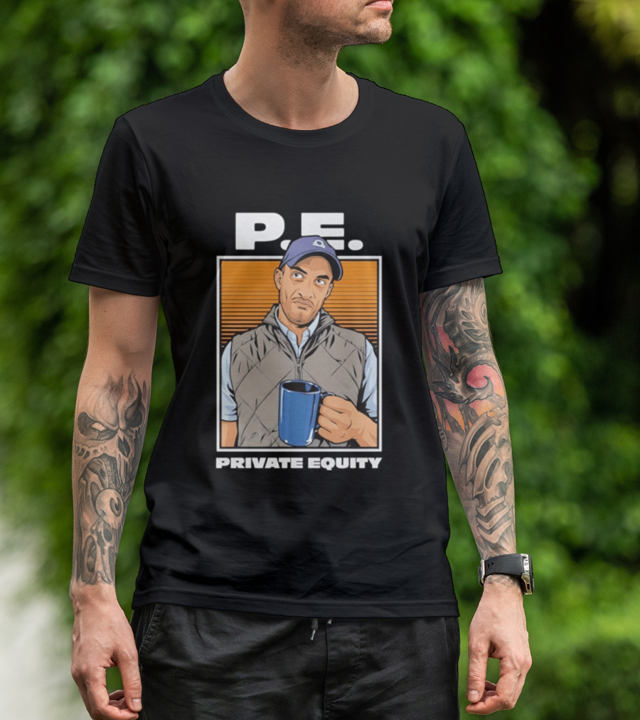 P.E. Guy Holding Coffee In Vest And Cap T-Shirt