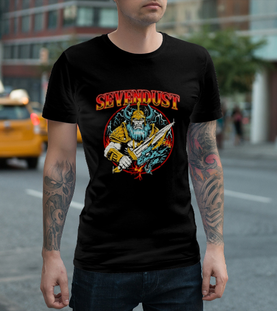 Sevendust Viking Warrior Dragon Battle Axe Power T-Shirt