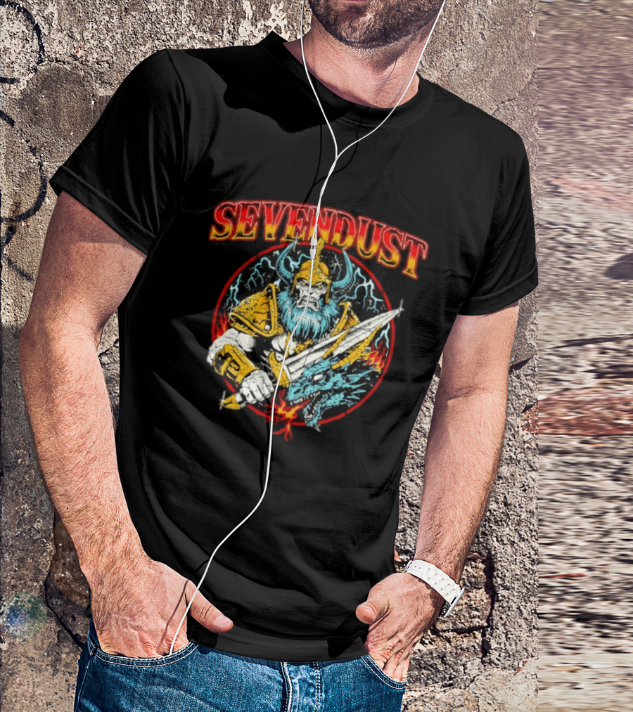 Sevendust Viking Warrior Dragon Battle Axe Power T-Shirt