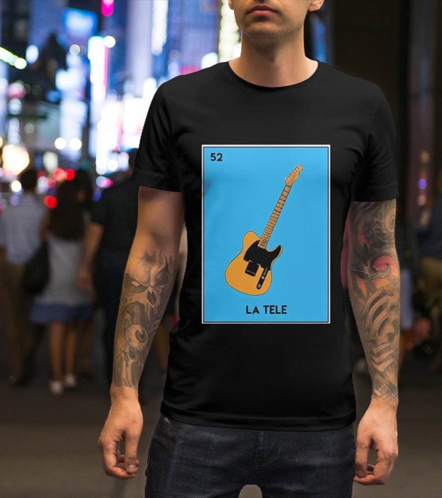 Jeff Garlin La Tele 52 Guitar Image With Number On Blue T-Shirt