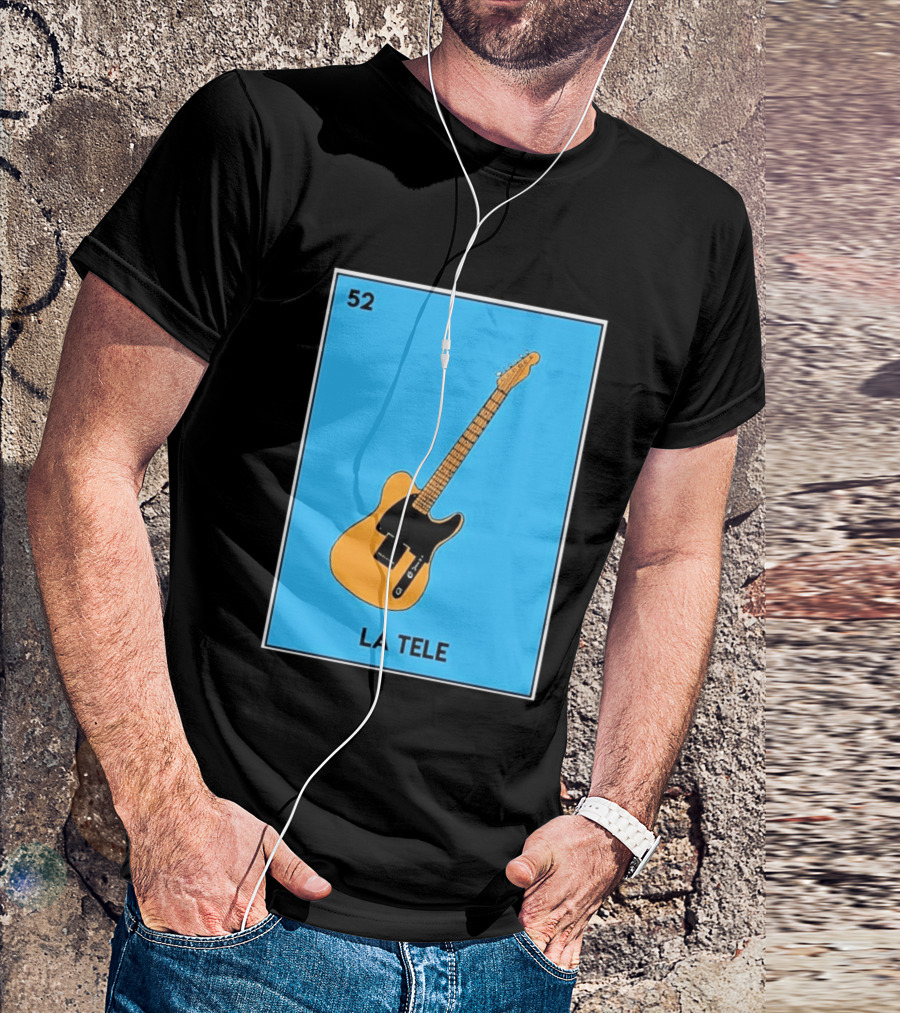 Jeff Garlin La Tele 52 Guitar Image With Number On Blue T-Shirt