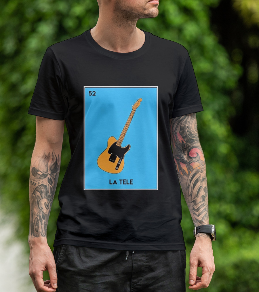 Jeff Garlin La Tele 52 Guitar Image With Number On Blue T-Shirt