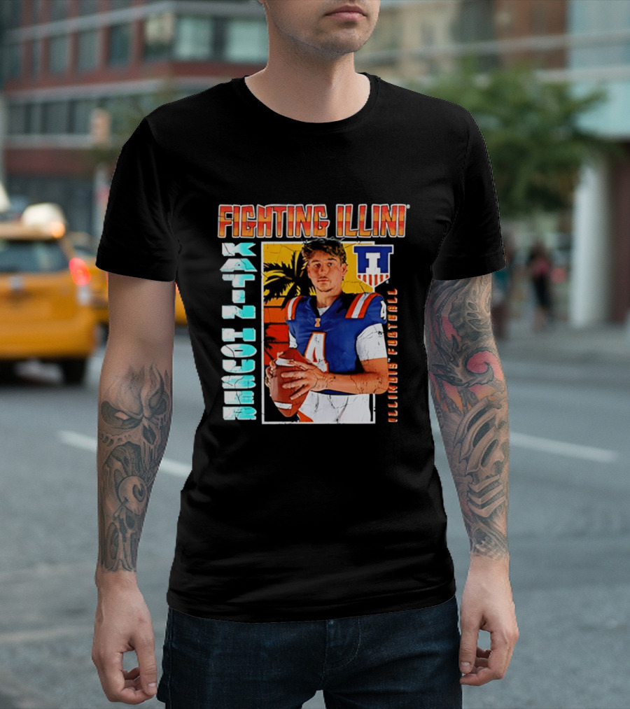 Fighting Illini Katin Houser Illinois Football 2026 NCAA Big Ten T-Shirt