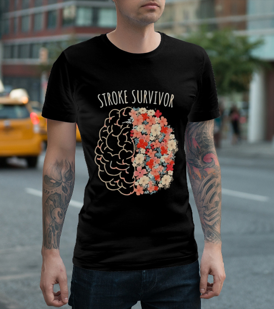 Stroke Survivor Brain With Floral T-Shirt