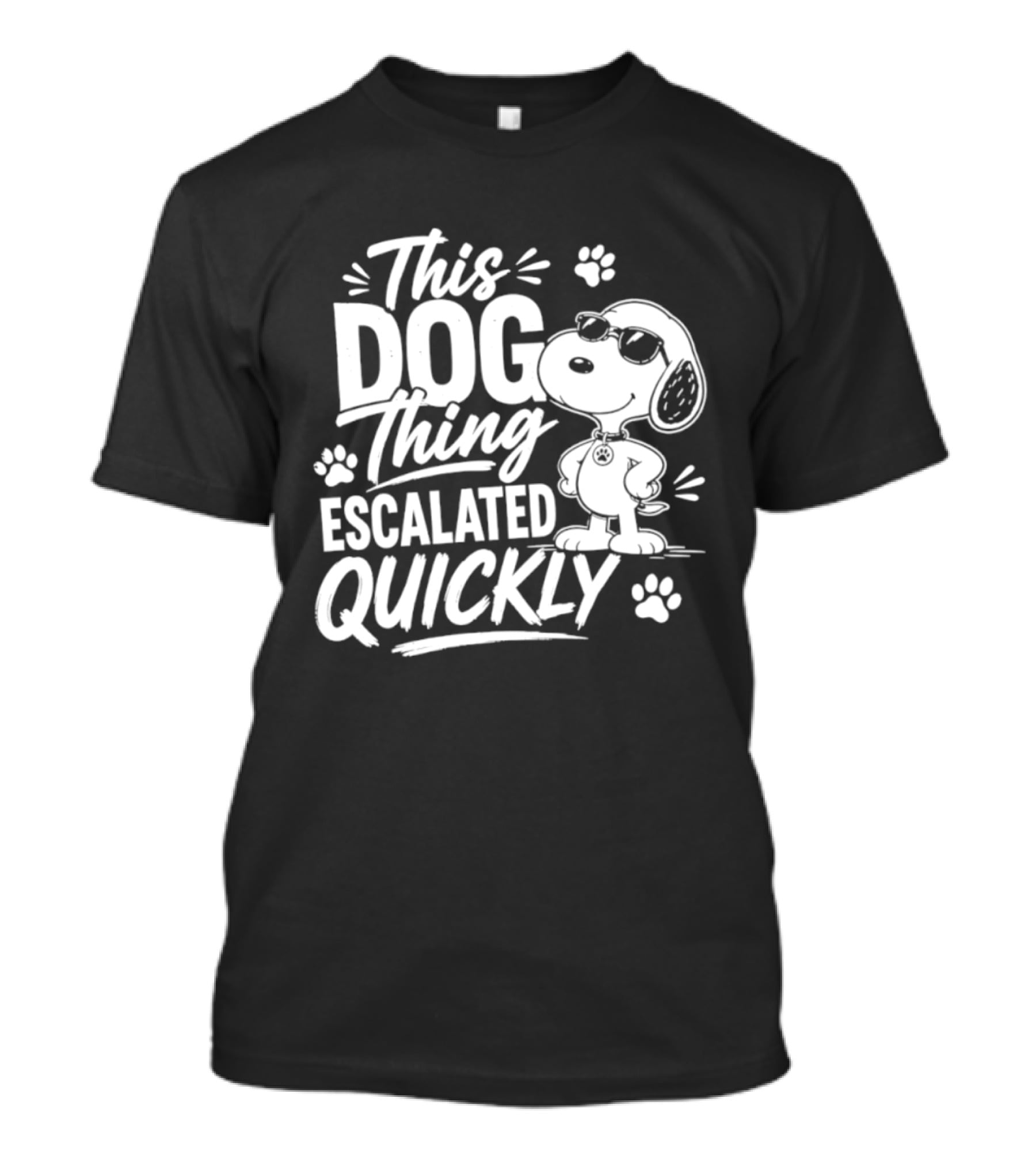 This Dog Thing Escalated Quickly Snoopy Paws Iconic Cartoon T-Shirt
