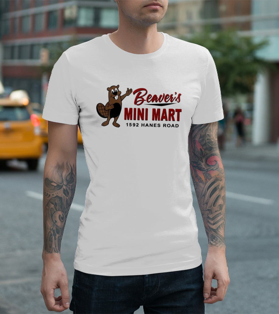 Beaver's Mini Mart Mascot Logo 1592 Hanes Road T-Shirt