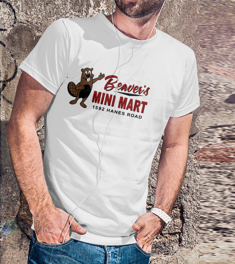 Beaver's Mini Mart Mascot Logo 1592 Hanes Road T-Shirt