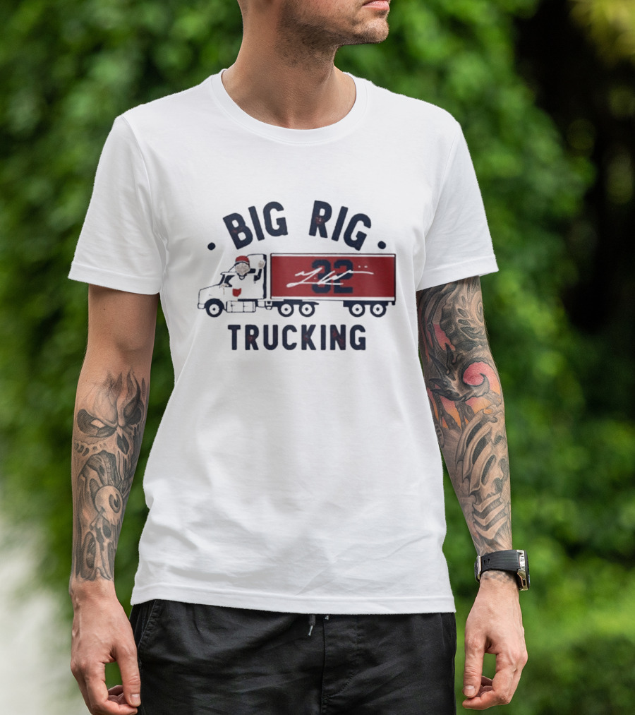 Big Rig Trucking 32 Cartoon Truck Driver With Red Cap T-Shirt
