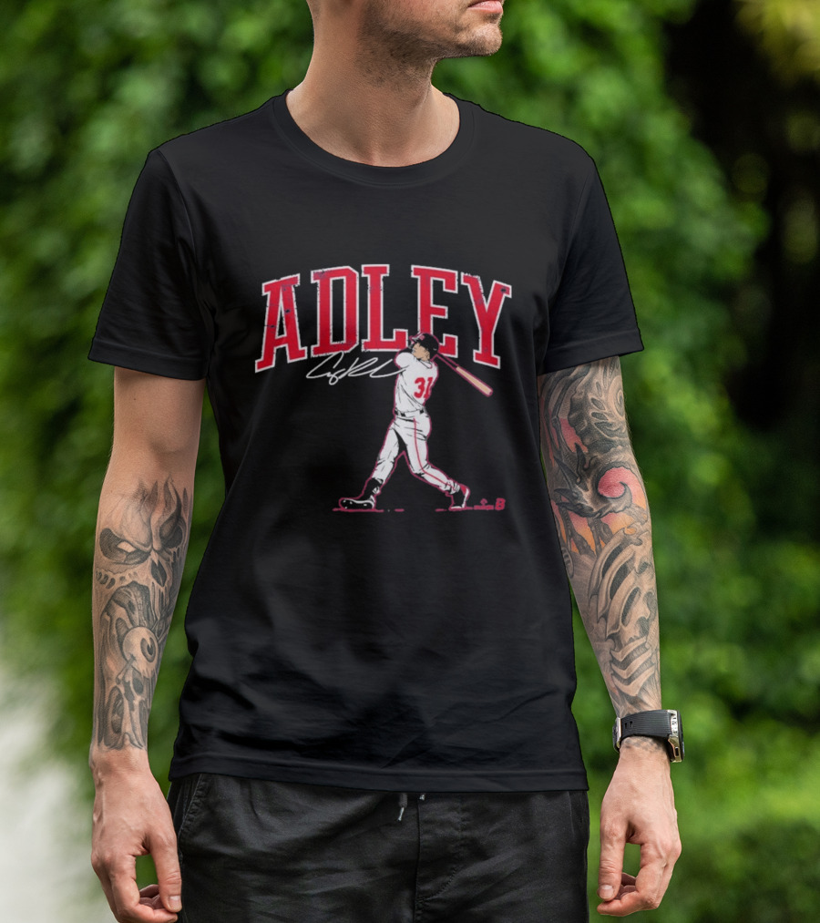 Adley Rutschman Baseball Swing Illustration With Signature T-Shirt