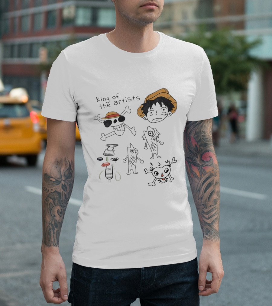 King Of The Artists One Piece Straw Hat Skull Luffy Sketches T-Shirt