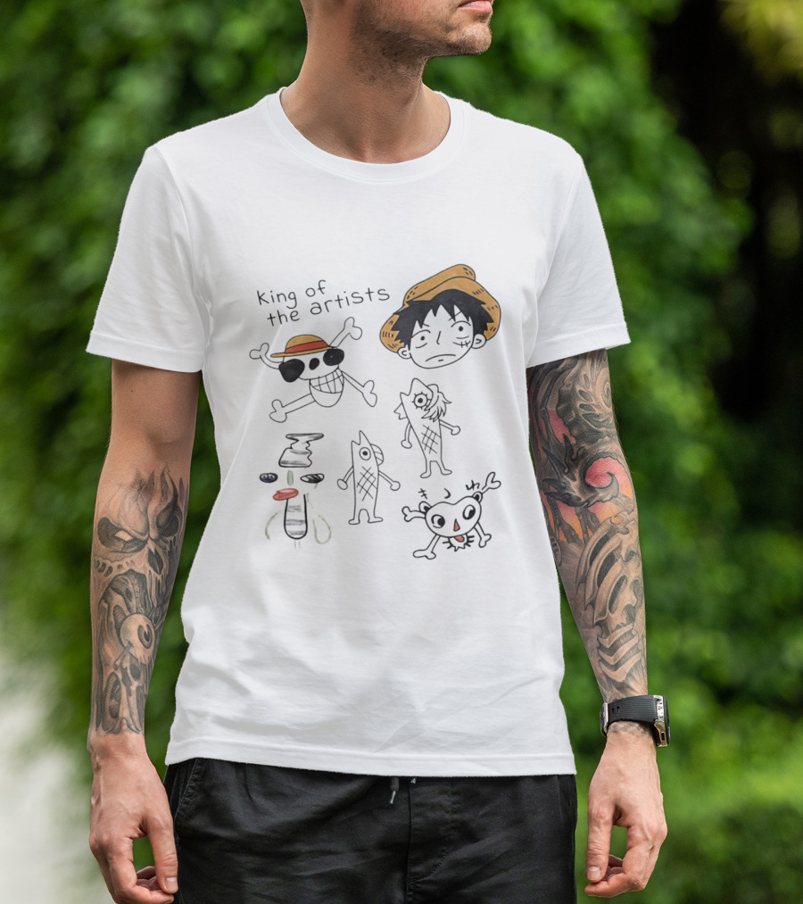 King Of The Artists One Piece Straw Hat Skull Luffy Sketches T-Shirt