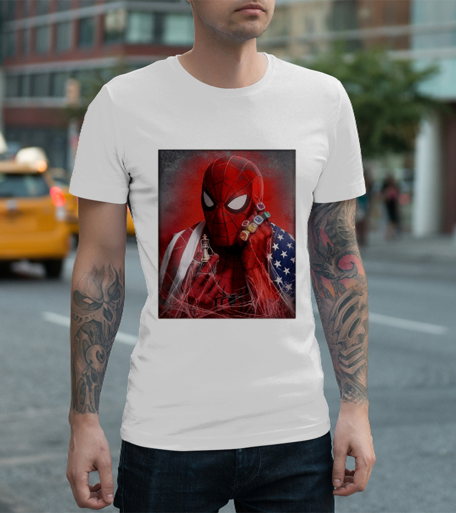 Spider Man Infinity Gauntlet Chess Piece American Flag Avengers Endgame Russo Brothers T-Shirt