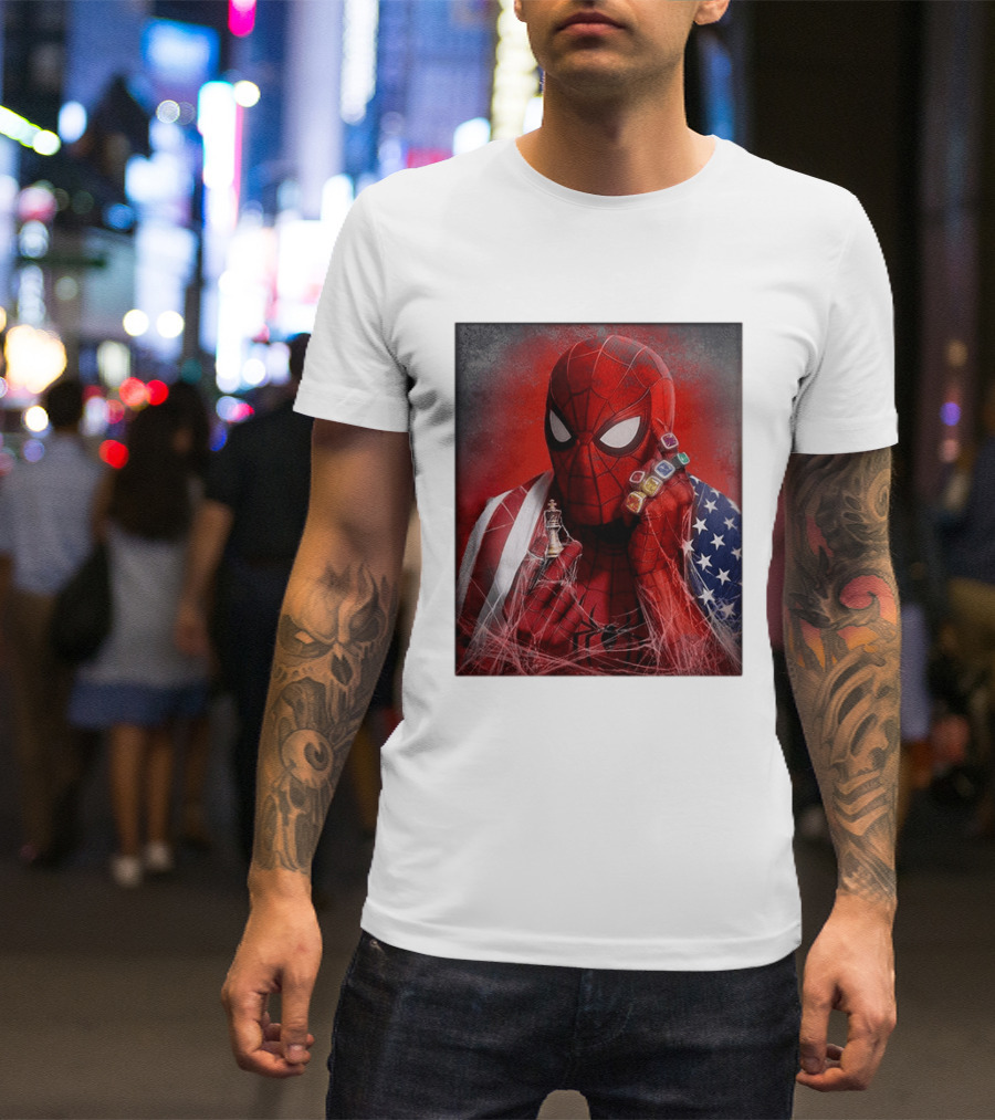 Spider Man Infinity Gauntlet Chess Piece American Flag Avengers Endgame Russo Brothers T-Shirt