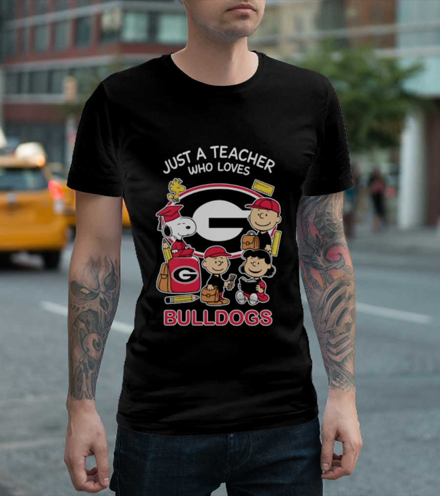 Just A Teacher Who Loves Bulldogs Peanuts X Georgia Football Academics T-Shirt