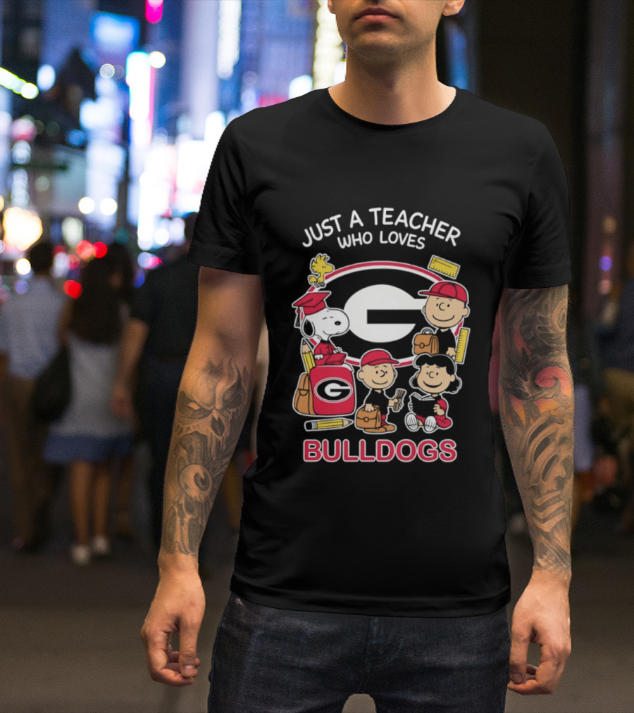 Just A Teacher Who Loves Bulldogs Peanuts X Georgia Football Academics T-Shirt