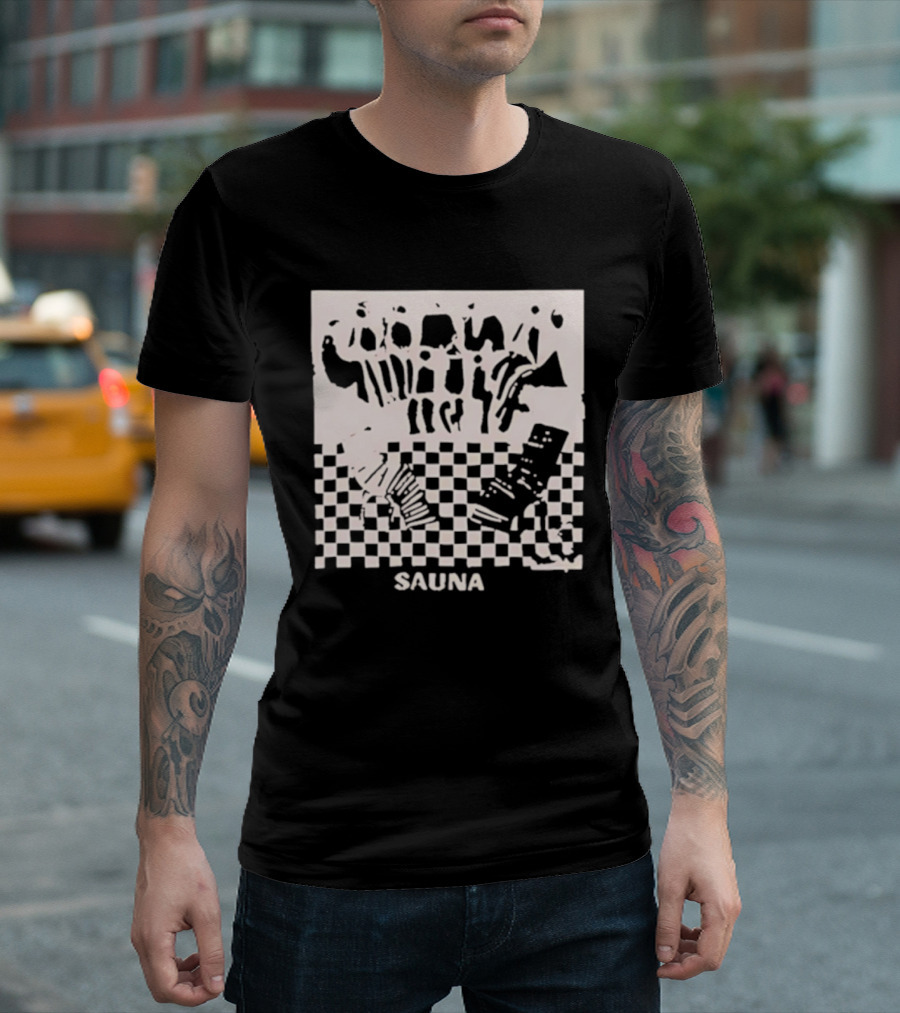 Sauna Checkered Patterns Accordion Instruments T-Shirt