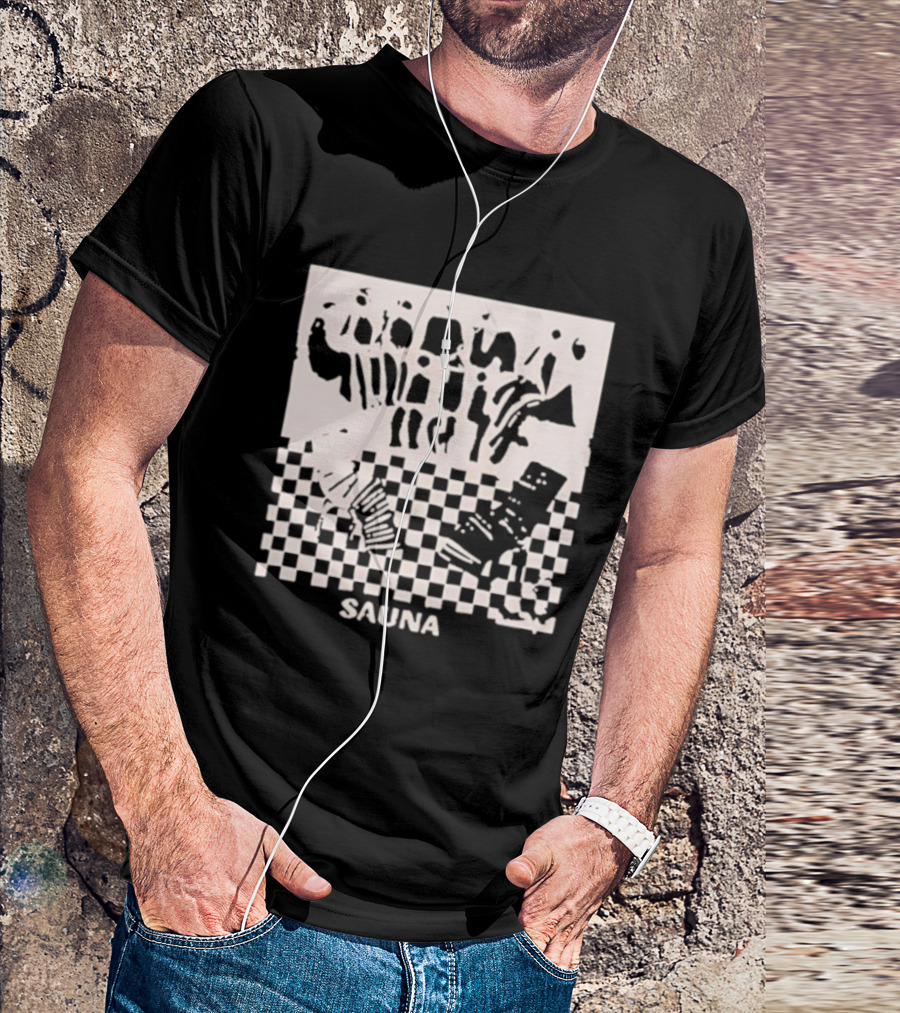 Sauna Checkered Patterns Accordion Instruments T-Shirt