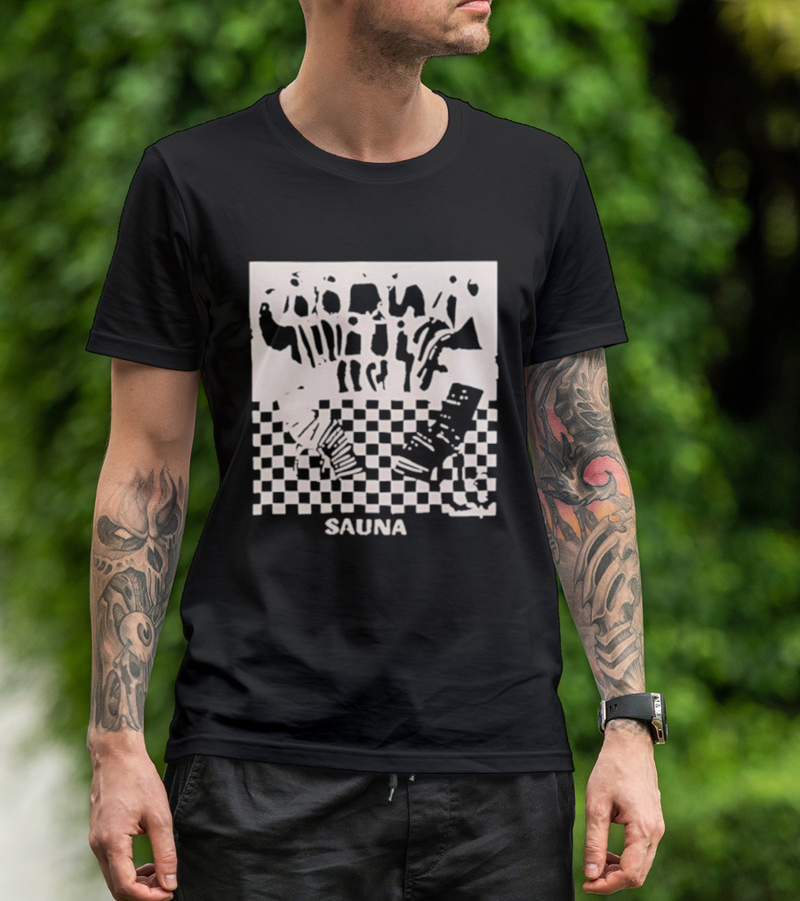 Sauna Checkered Patterns Accordion Instruments T-Shirt