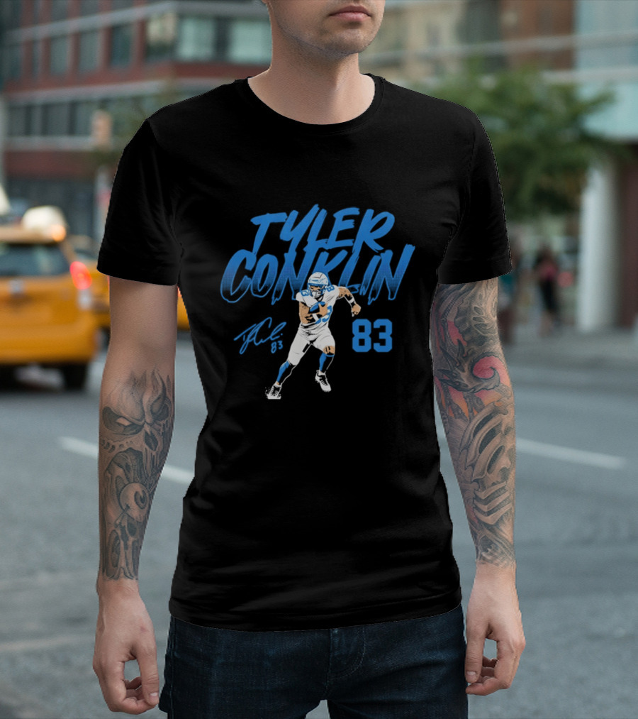 TYLER CONKLIN 83 Detroit Lions Dynamic Pose T-Shirt