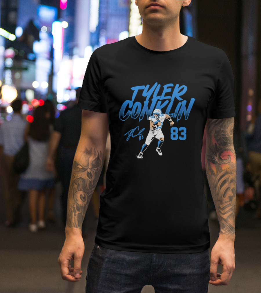 TYLER CONKLIN 83 Detroit Lions Dynamic Pose T-Shirt