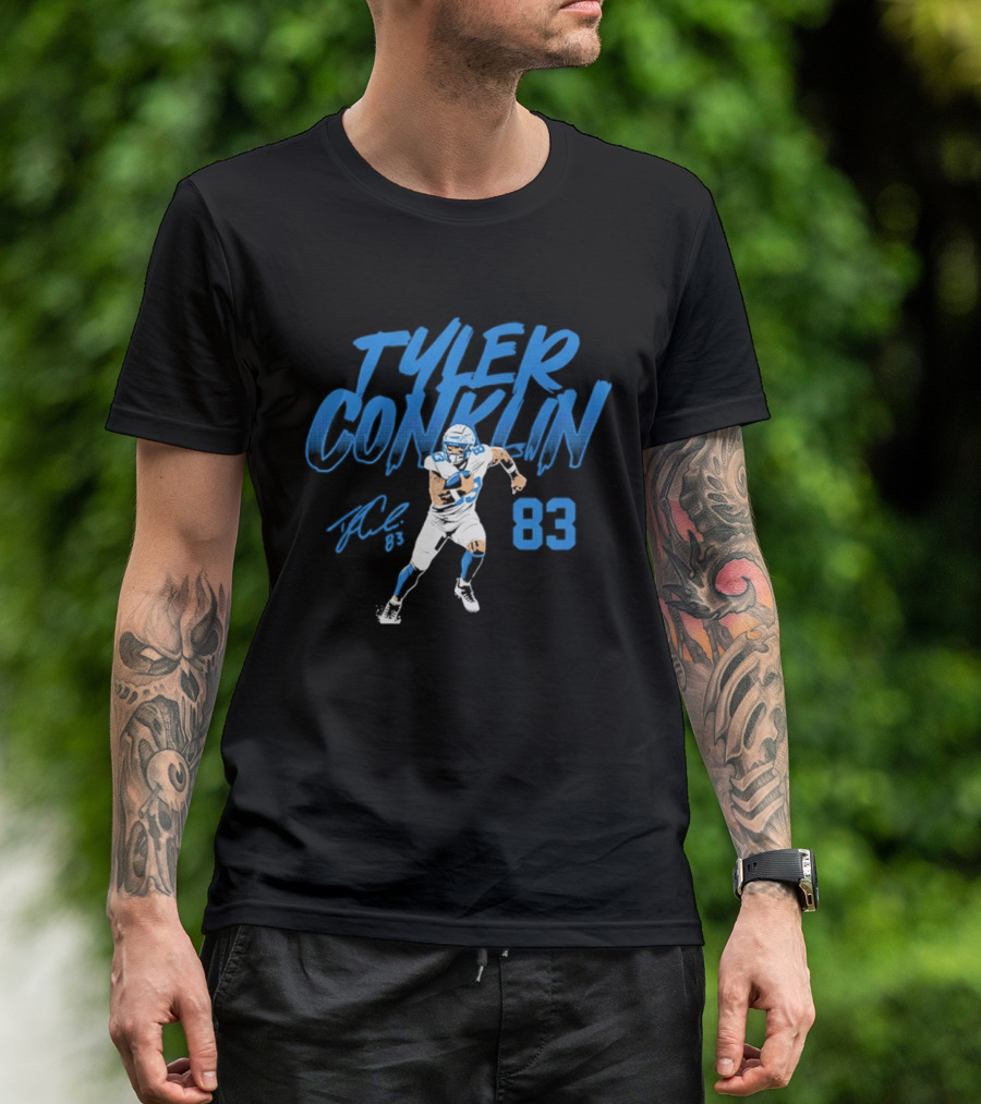 TYLER CONKLIN 83 Detroit Lions Dynamic Pose T-Shirt