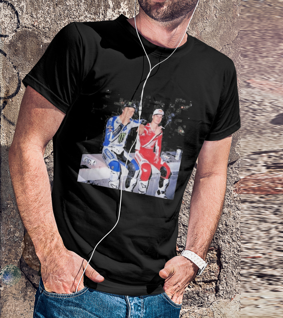 Valentino Rossi Casey Stoner Yamaha Honda Monster Red Bull Racing Motogp Smoking T-Shirt