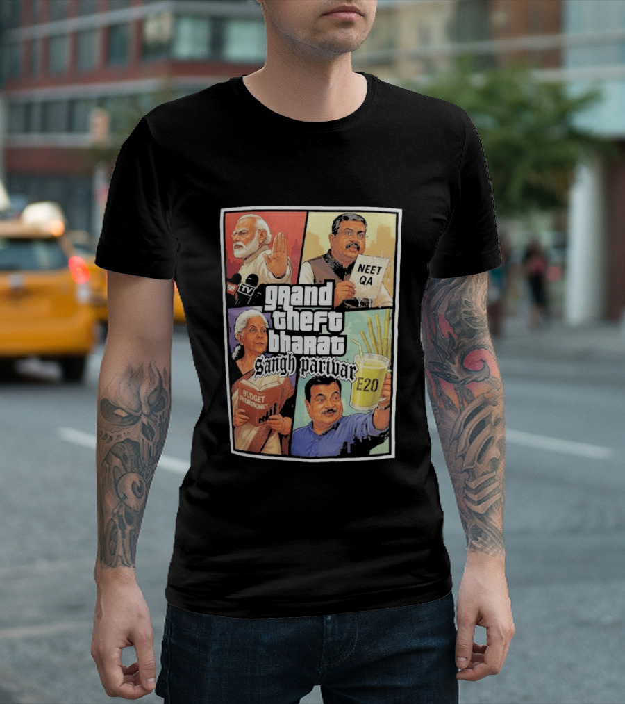 Grand Theft Bharat Sangh Parivar NEET QA Budget Perkonomics E20 T-Shirt