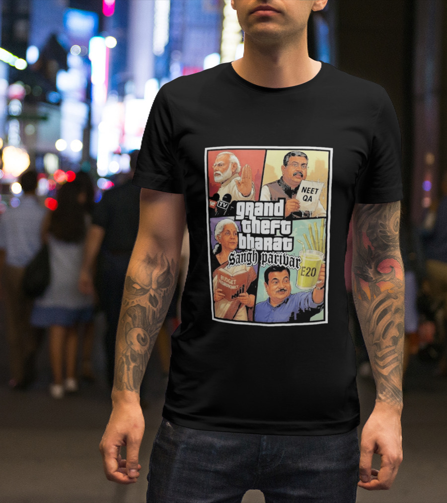 Grand Theft Bharat Sangh Parivar NEET QA Budget Perkonomics E20 T-Shirt