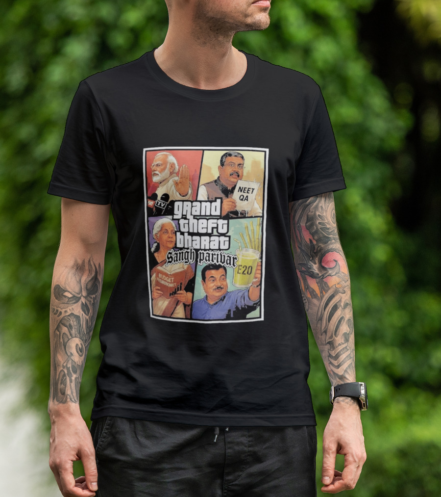 Grand Theft Bharat Sangh Parivar NEET QA Budget Perkonomics E20 T-Shirt