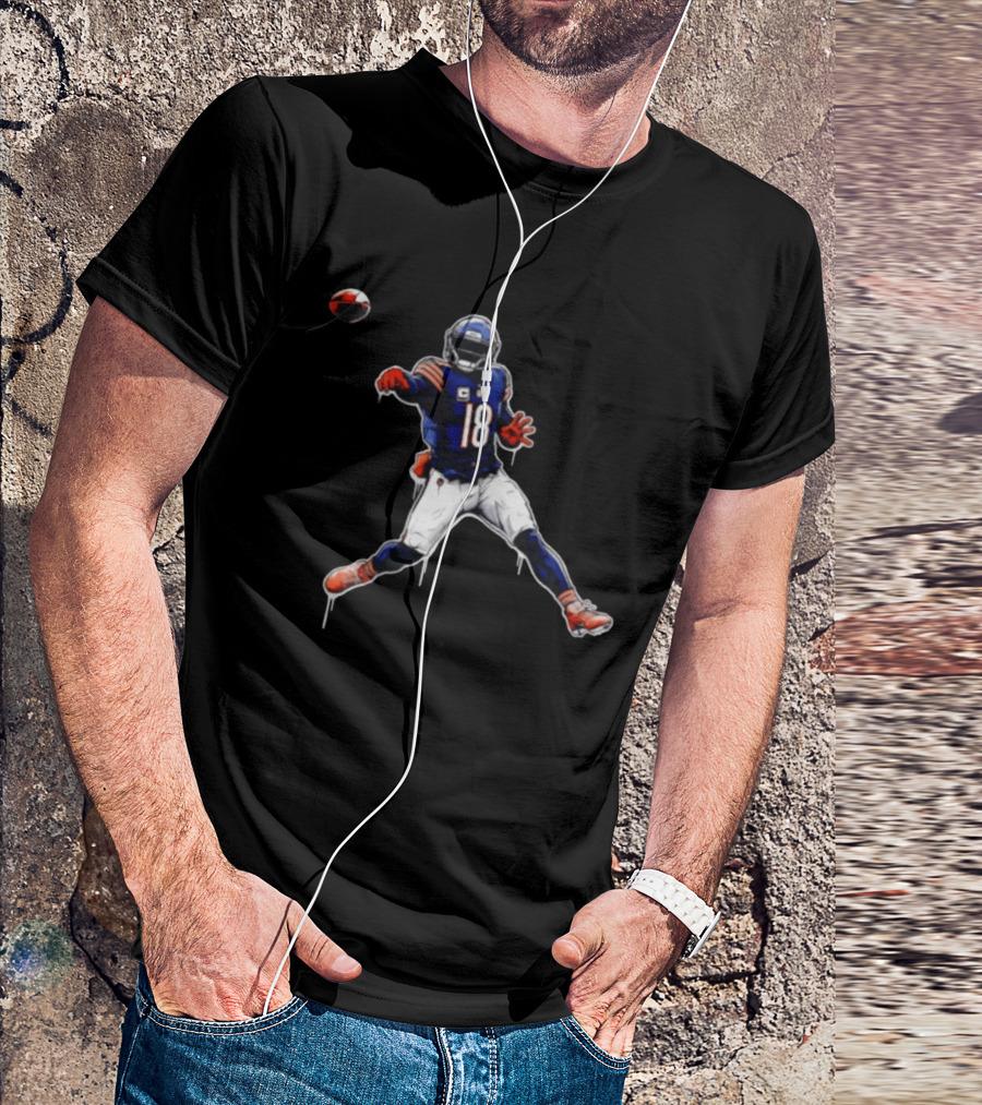 Chicago Bears Number 18 Quarterback Graffiti Style Football T-Shirt