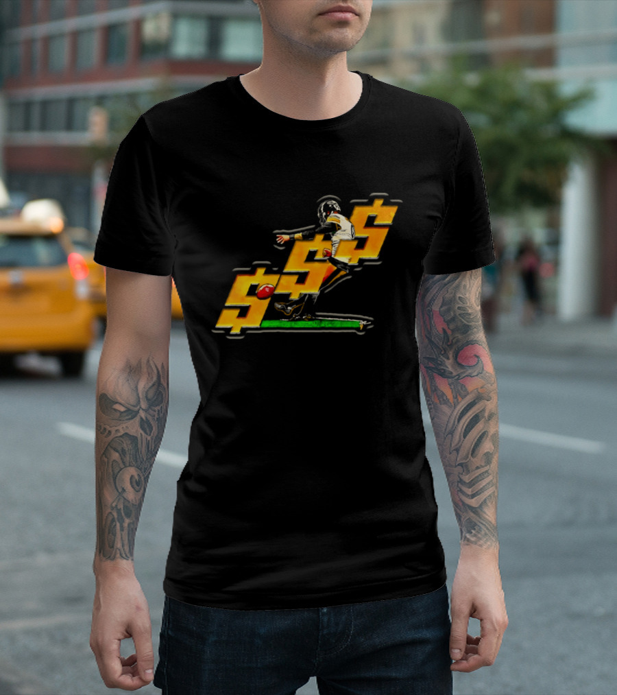 Pittsburgh Steelers Chris Boswell Kicking Football Dollar Sign T-Shirt