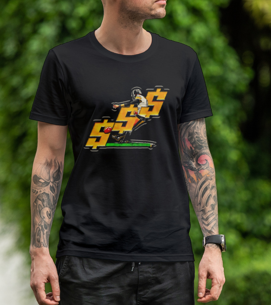 Pittsburgh Steelers Chris Boswell Kicking Football Dollar Sign T-Shirt