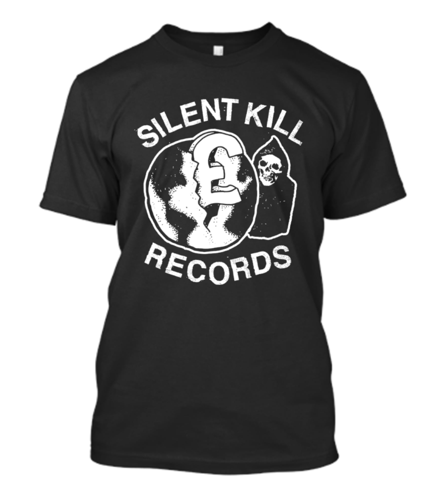 Silent Kill Records Skull Punk Logo Earth T-Shirt