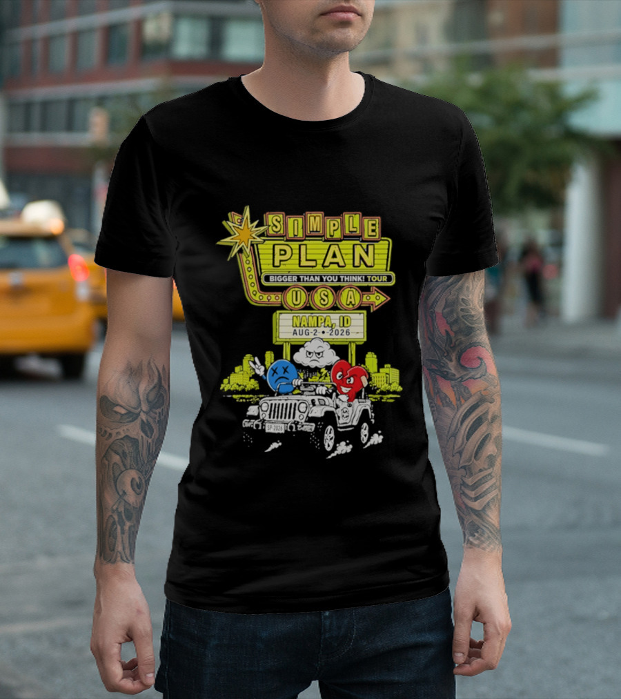 Simple Plan Bigger Than You Think Tour Nampa ID USA August 2 2026 T-Shirt