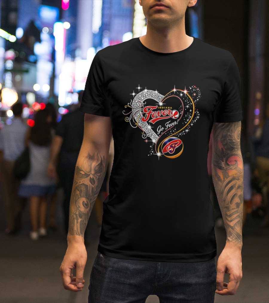 Indiana Fever Heart Go Fever Diamond Sparkle T-Shirt