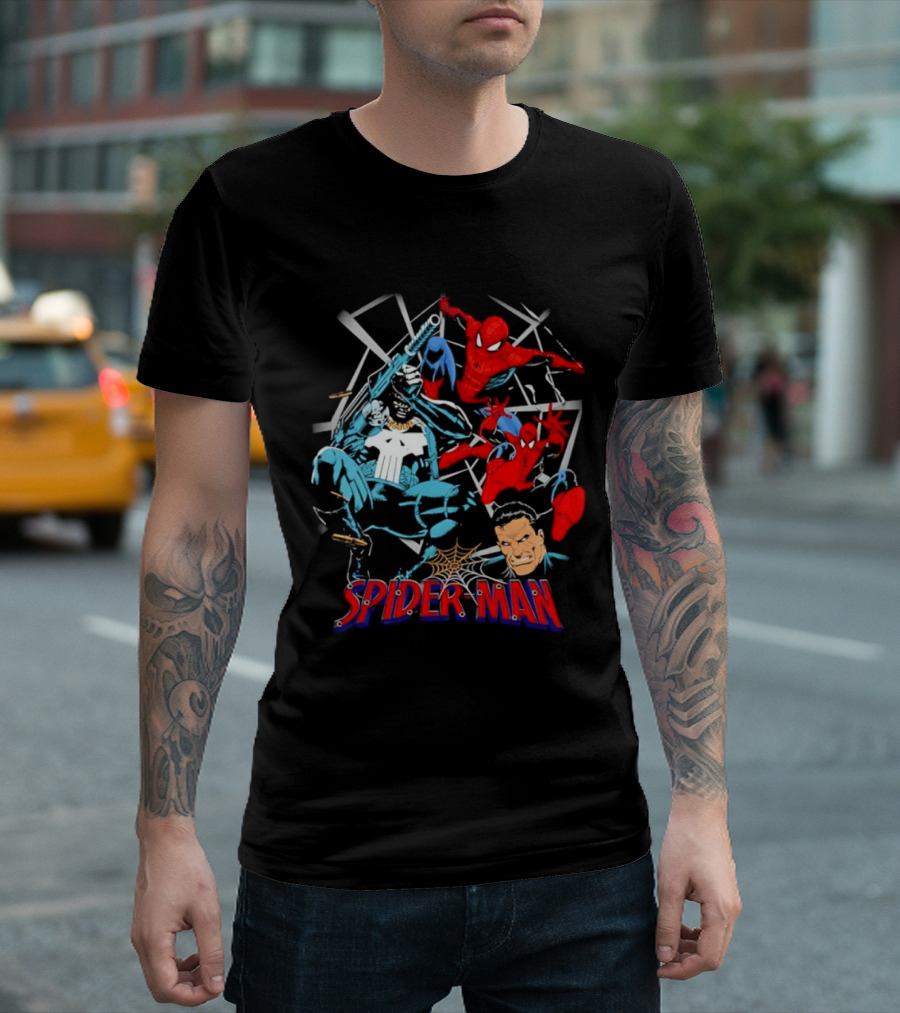 Spider Man Punisher Marvel Comics Crossover Action T-Shirt
