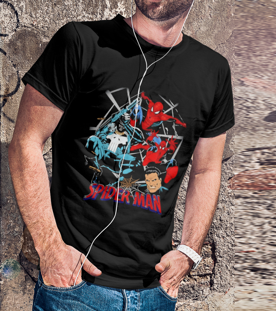 Spider Man Punisher Marvel Comics Crossover Action T-Shirt