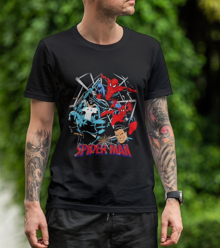 Spider Man Punisher Marvel Comics Crossover Action T-Shirt